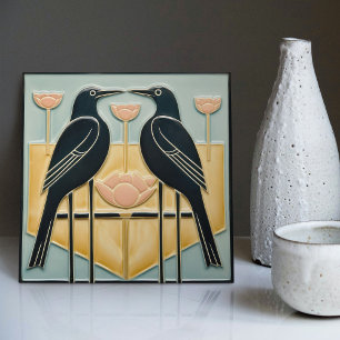 Vintage Birds Mackintosh Art Deco Nouveau Decor Tile