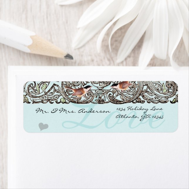 Vintage Birds Musical Chickadee Address (Insitu)