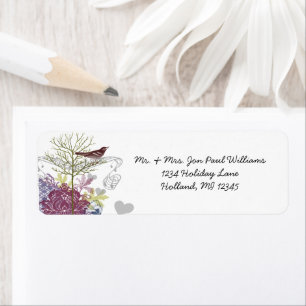 Vintage Birds Musical Raspberry Damask Tree