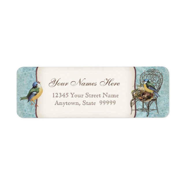 Vintage Birds' Nest in Chair, Wedding Invitation (Front)