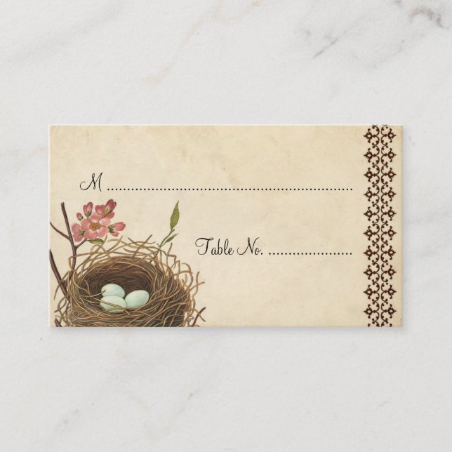 Vintage Bird's Nest Table Place Card (Front)