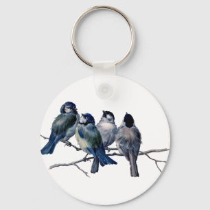 Vintage Birds on a Branch Key Ring
