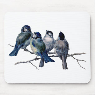 Vintage Birds on a Branch Mouse Pad