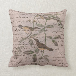 Vintage Birds on Branches with Writing Cushion