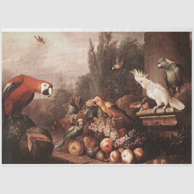 Vintage Birds Painting Decoupage Tissue Paper (Front)