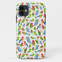 Vintage Birds Pattern, Colourful parakeet pattern