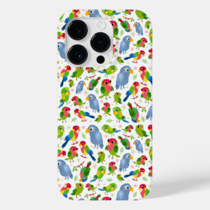 Vintage Birds Pattern, Colourful parakeet pattern Case-Mate iPhone 14 Pro Case