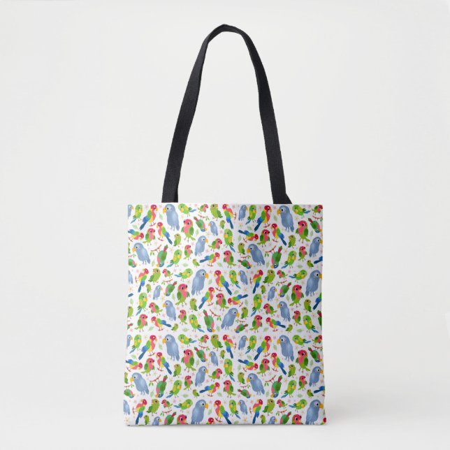 Vintage Birds Pattern, Colourful parakeet pattern  Tote Bag (Front)