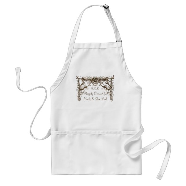 Vintage Birds Peaocks Happily Ever After Standard Apron (Front)