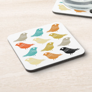Vintage Birds Retro Abstract Colourful Coaster