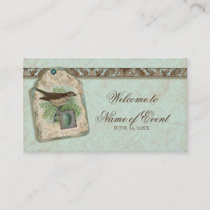 Vintage Birds, Robin's Egg Escort Table Seating Place Card