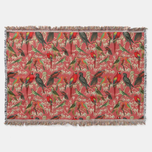 Vintage birds throw blanket (Front)