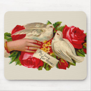 Vintage Birds Victorian Love Dove Classic Art Mouse Pad