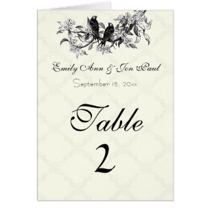 Vintage Birds Wedding Table Number Cards