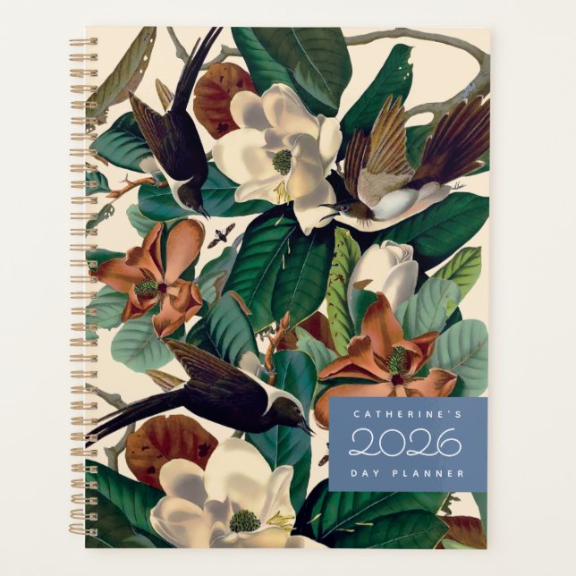 Vintage Birds with Magnolia 2026 Day Planner (Front)