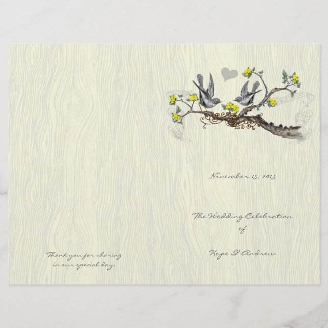 Vintage Birds Yellow & Grey Woodgrain Program (Front)