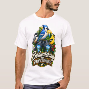 Vintage Birdwatching Binoculars and Colourful Bird T-Shirt