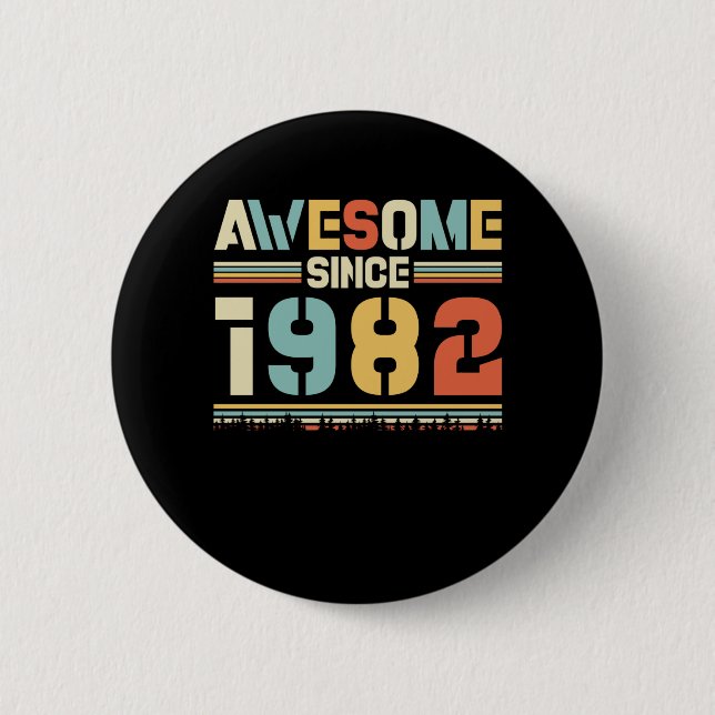 Vintage Birthday 1982 6 Cm Round Badge (Front)