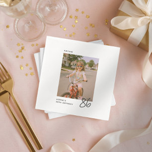 Vintage Birthday Any Age Personalised Photo  Napkin