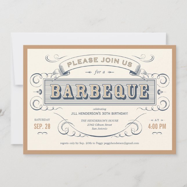 Vintage Birthday Barbeque Invitations (Front)