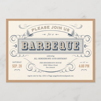 Vintage Birthday Barbeque Invitations