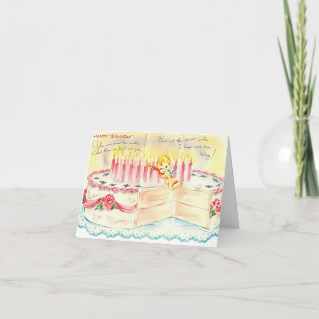 Vintage Birthday Cake Card (Front)