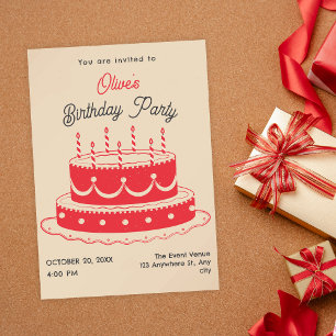 Vintage birthday cake invitation