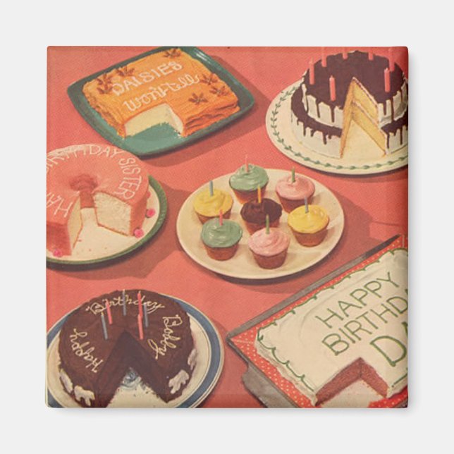 Vintage Birthday Cakes Magnet (Front)