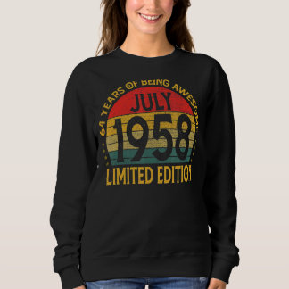 Vintage  Birthday Decoration July 1958 Sweatshirt