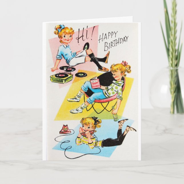 Vintage Birthday for a Teenage Girl, Card (Front)