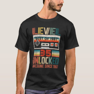 Vintage Birthday Gift Best Of 1987 Unlocked Level  T-Shirt