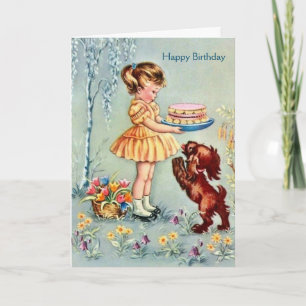 Vintage - Birthday Girl & Her Dog, Card