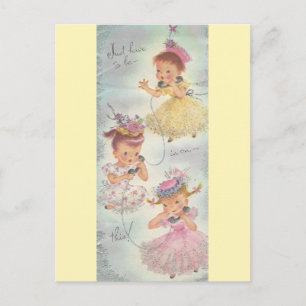 Vintage Birthday Gossip Girls Postcard