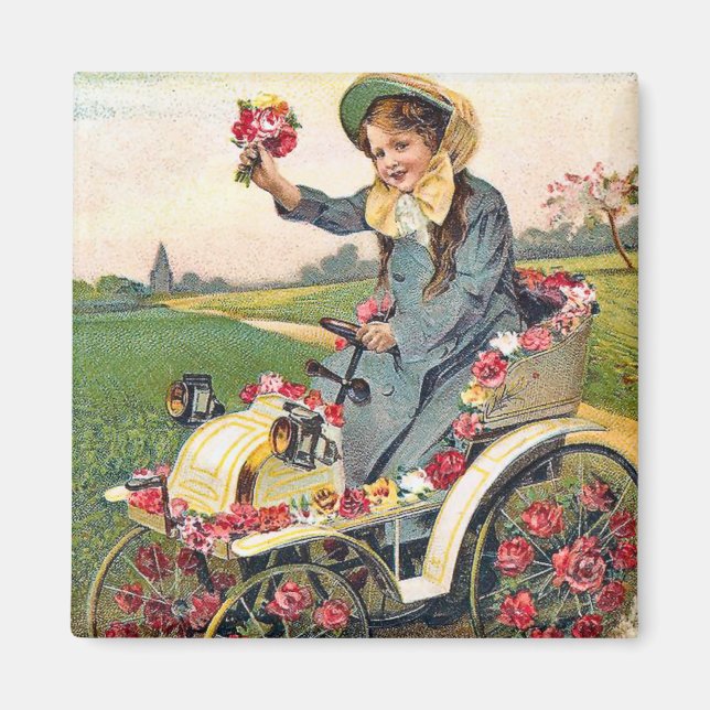 Vintage Birthday Greeting Magnet (Front)