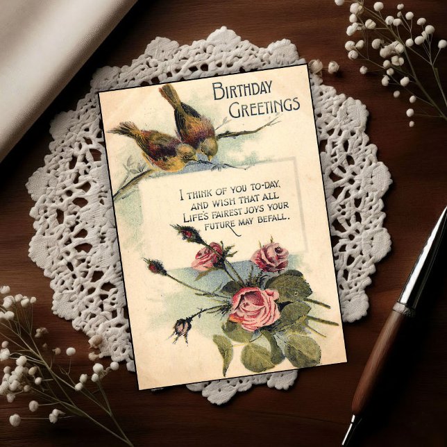 Vintage Birthday Greetings 1917 Roses Postcard (Creator Uploaded)