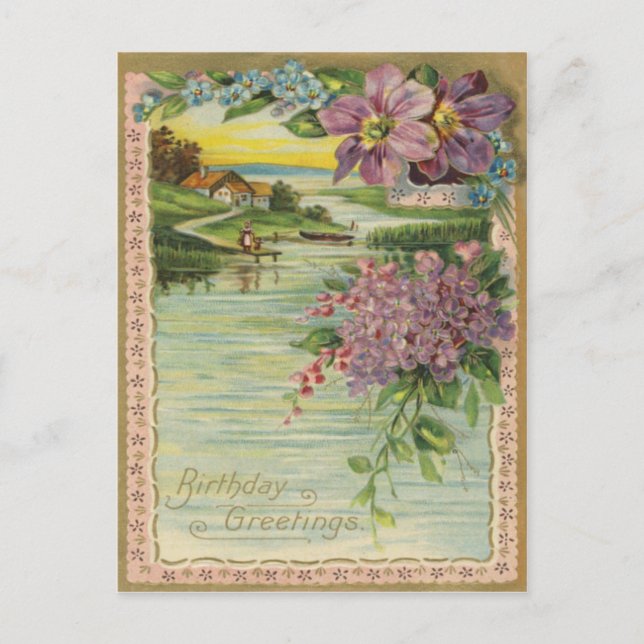 Vintage Birthday Greetings Postcard (Front)