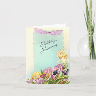 Vintage Birthday Happiness with Irises Card