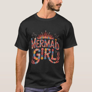Vintage birthday mermaid girl beaching mermom T-Shirt