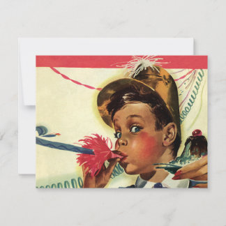 Vintage Birthday Party, Girl with Noise Maker Invitation