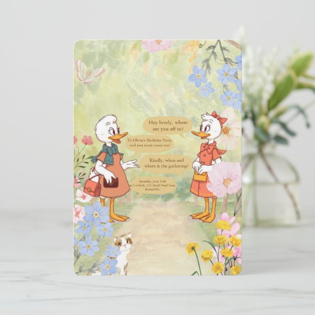 Vintage Birthday Party Invitation  (Standing Front)