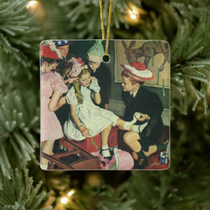 Vintage Birthday Party, Pin the Tail on the Donkey Ceramic Ornament