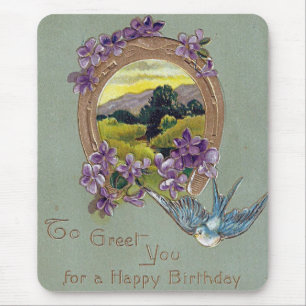 Vintage Birthday Postcard Printed In Germany Mouse Pad