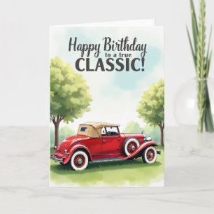 Vintage Birthday Red Car Card