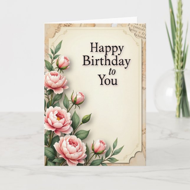 Vintage Birthday Script Card (Front)