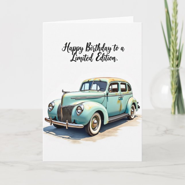 Vintage Birthday Sedan Card (Front)