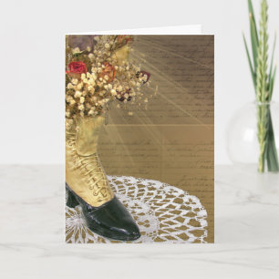 vintage birthday shoe on lace doily card