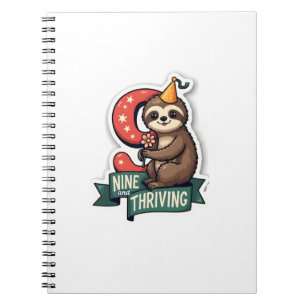 Vintage Birthday Sloth Girl Party Vector Design 2 Notebook