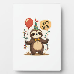 Vintage Birthday Sloth Retro Party Animal Design 2 Plaque