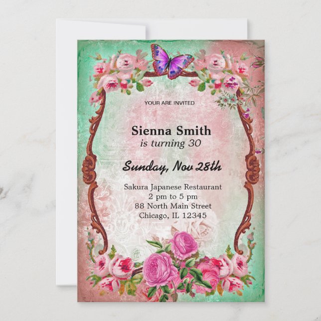 Vintage birthday style invitation (Front)