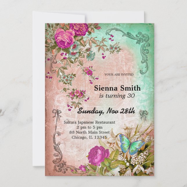 Vintage birthday style invitation (Front)